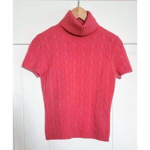 Ralph Lauren Black Label Short Sleeved Cashmere Cable Knit Turtle Neck Size M